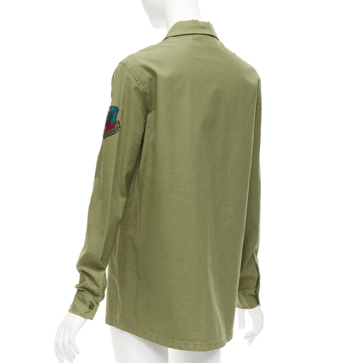 MR AND MRS ITALY khaki green beaded badges military safari shirt IT38 XS
