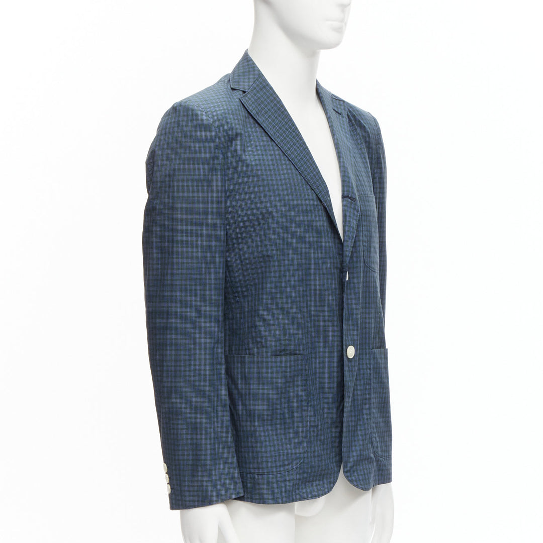 JUNYA WATANABE MAN blue green checked contrast lining casual blazer jacket M