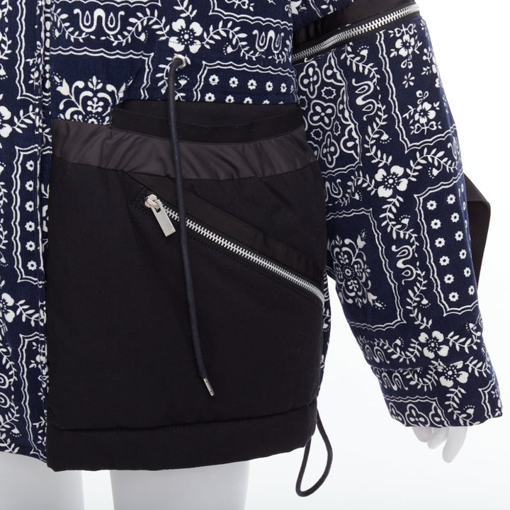 SACAI Reyn Spooner 2018 navy black cotton printed padded coat JP1 S