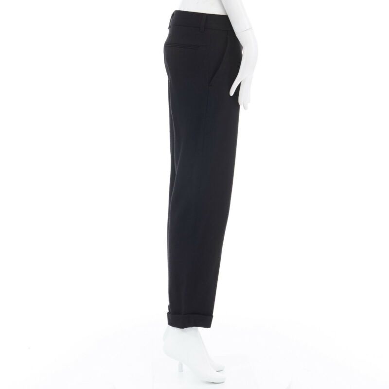 HAIDER ACKERMANN black fleece wool slim leg casual trousers pants FR36 32"