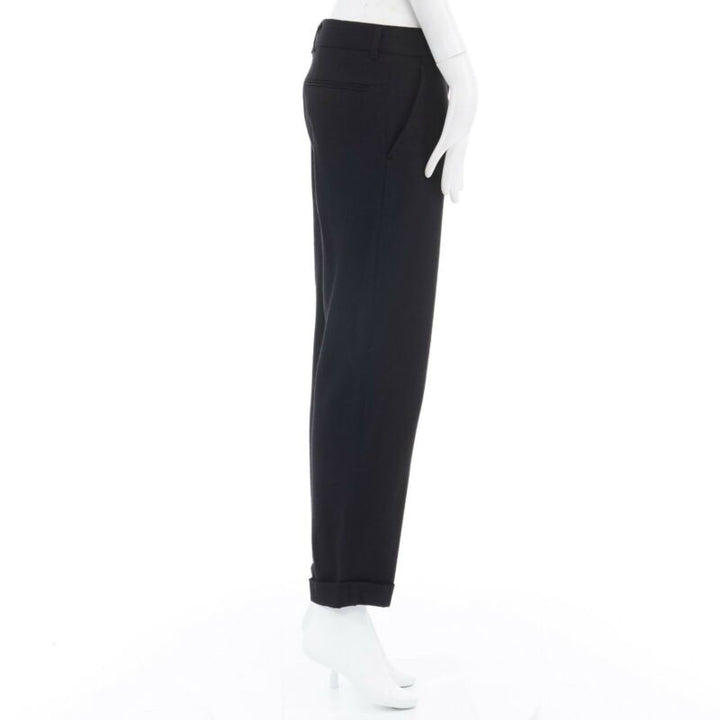 HAIDER ACKERMANN black fleece wool slim leg casual trousers pants FR36 32"