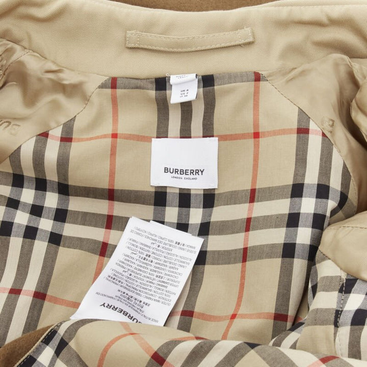 Runway BURBERRY Tisci cashmere logo blanket beige cotton trench coat UK4 S