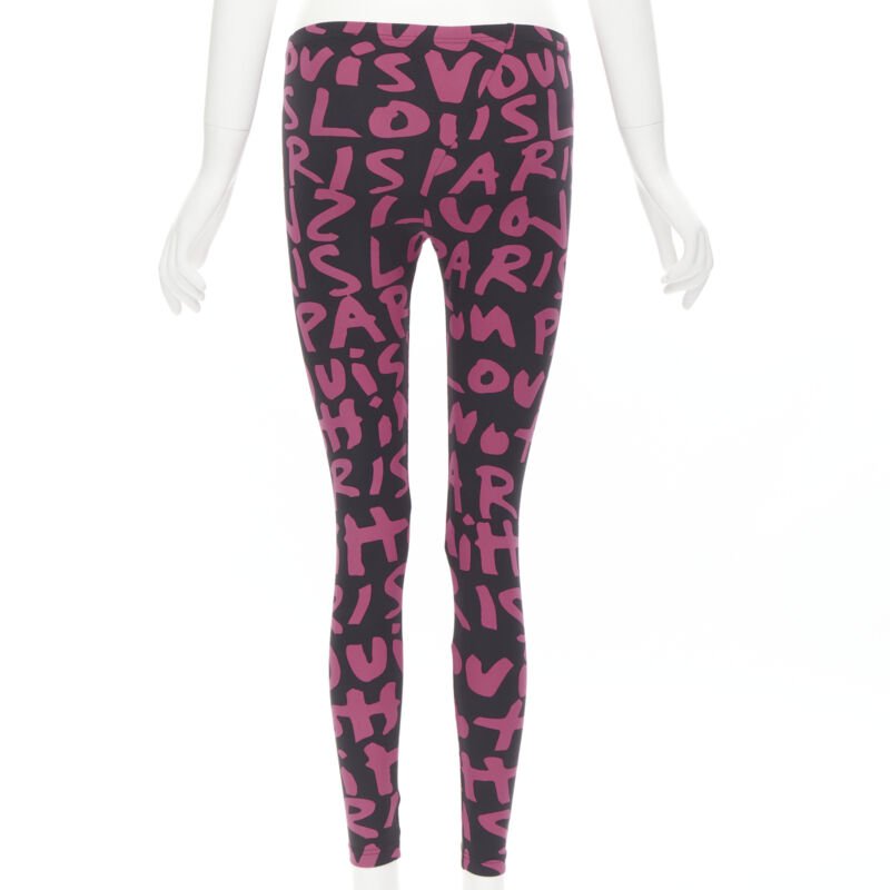 rare LOUIS VUITTON Stephen Sprouse Iconic Graffiti black neon pink legging XS