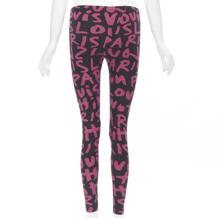 rare LOUIS VUITTON Stephen Sprouse Iconic Graffiti black neon pink legging XS