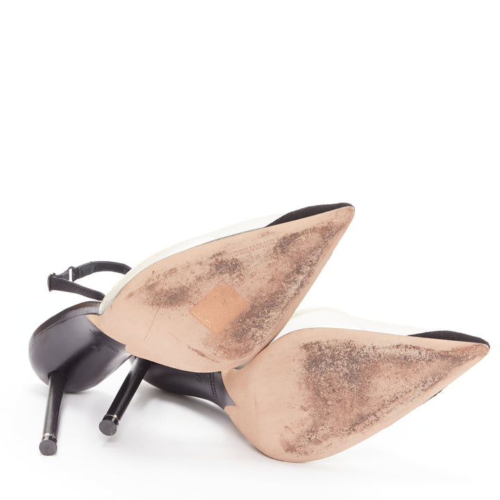 ALEXANDER WANG Alix nude mesh black fabric strap slingback pumps EU36
