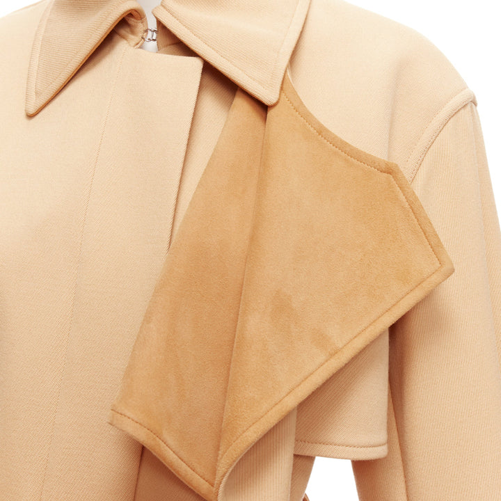 OLD CELINE Phoebe Philo tan wool leather trim deconstructed trench coat FR38 M