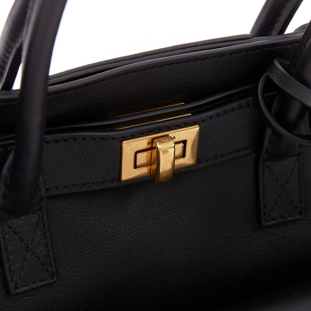 BALENCIAGA Demna Bel Air Small black leather gold hardware multi pocket bag