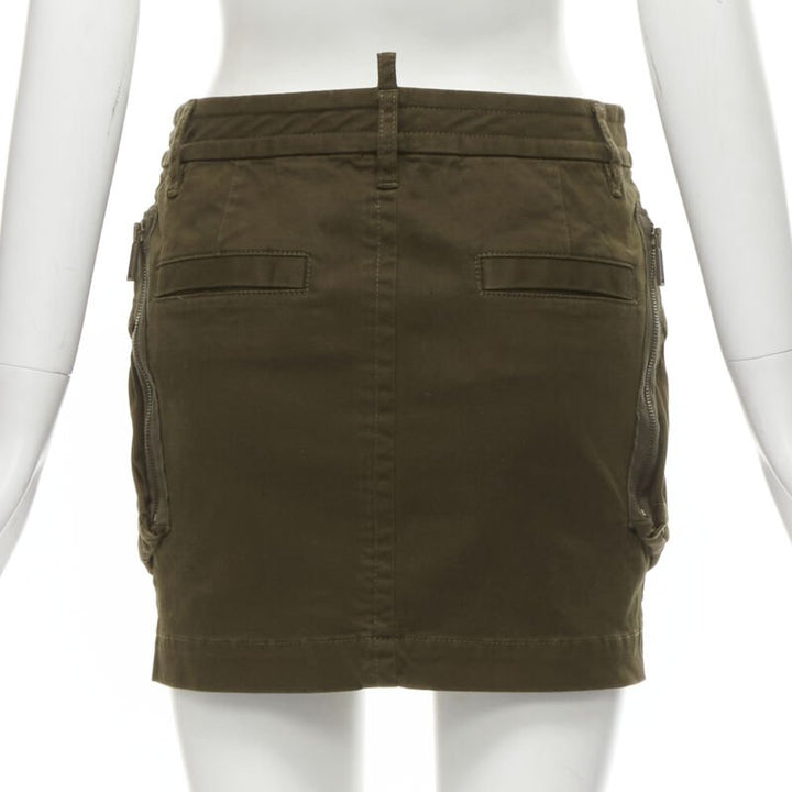 DSQUARED2 2020 dark green oversized cargo pocket mini skirt IT36 XXS
