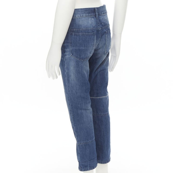 MAISON MARGEILA 2016 washed blue denim deconstructed patchwork cropped jeans 30"