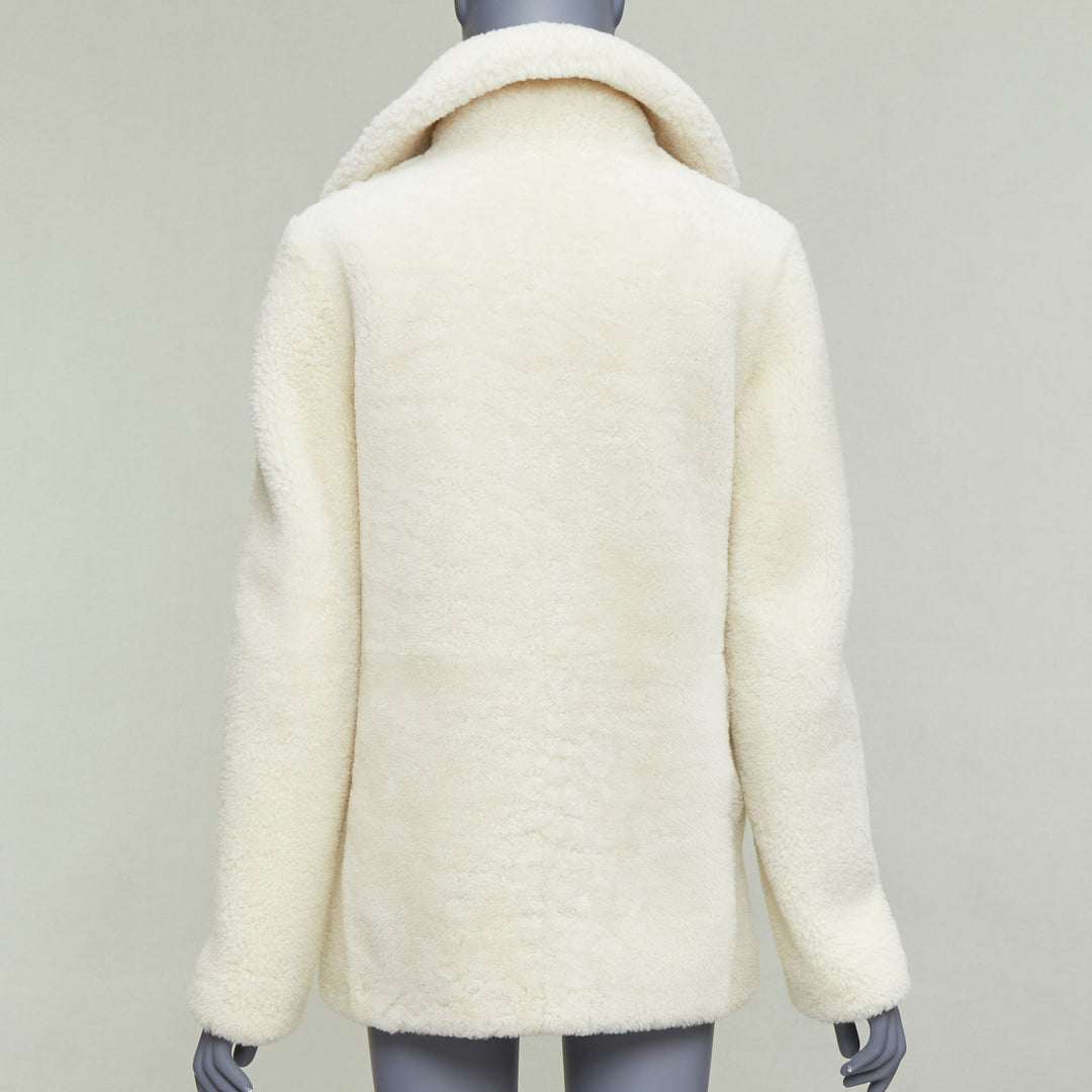 SAINT LAURENT 2017 off white sheepskin shearling teddy coat FR36 S