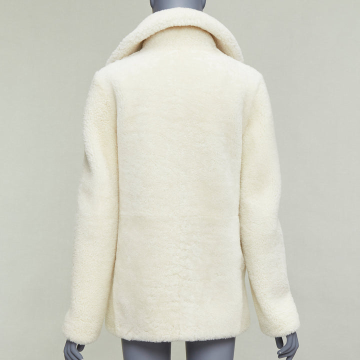 SAINT LAURENT 2017 off white sheepskin shearling teddy coat FR36 S