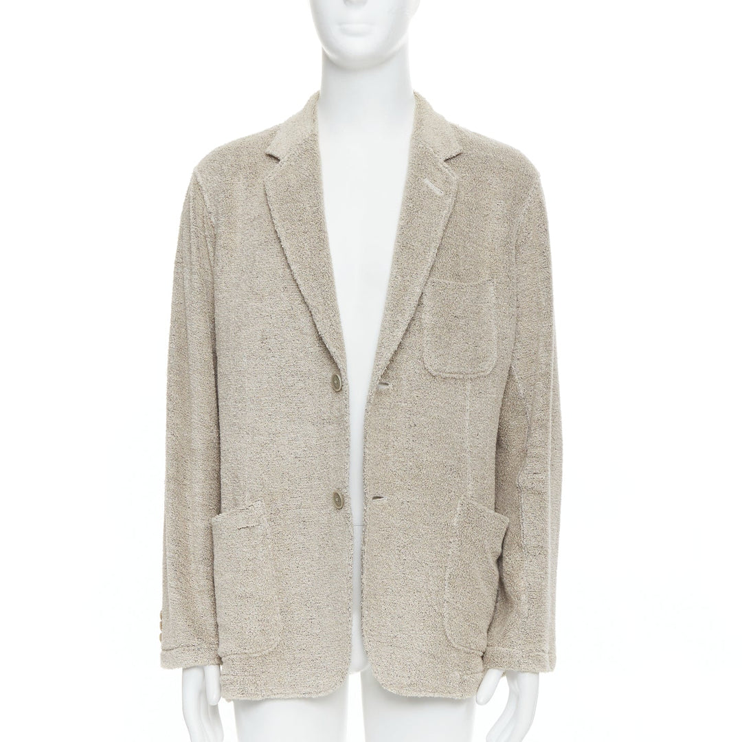 YOHJI YAMAMOTO Costume D'Homme beige linen blend jersey blazer JP3 L