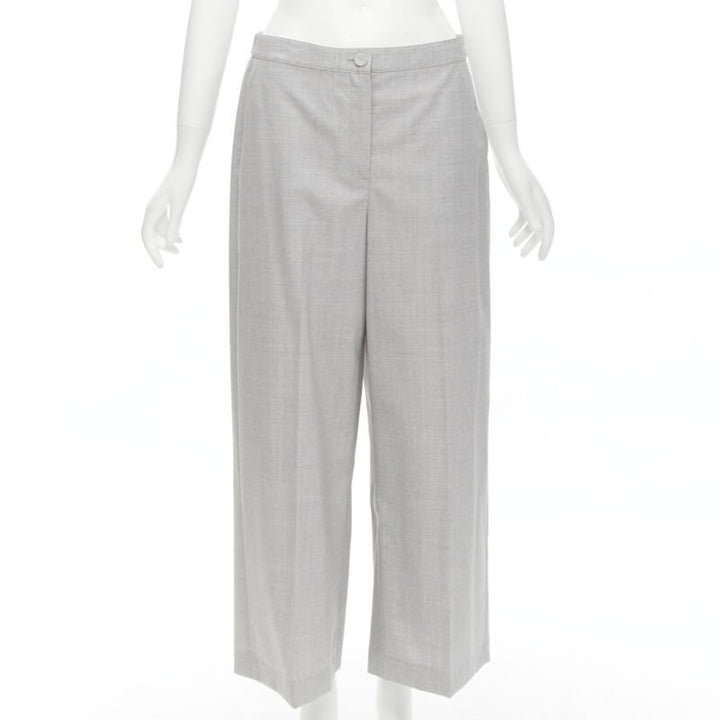 THEORY Drape wool grey drawstring cinched waist blazer wide leg pants set US6 S