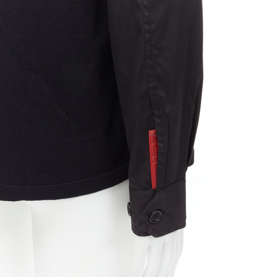 PRADA LINEA ROSSA black cotton utility pocket zip up  jacket IT50 L