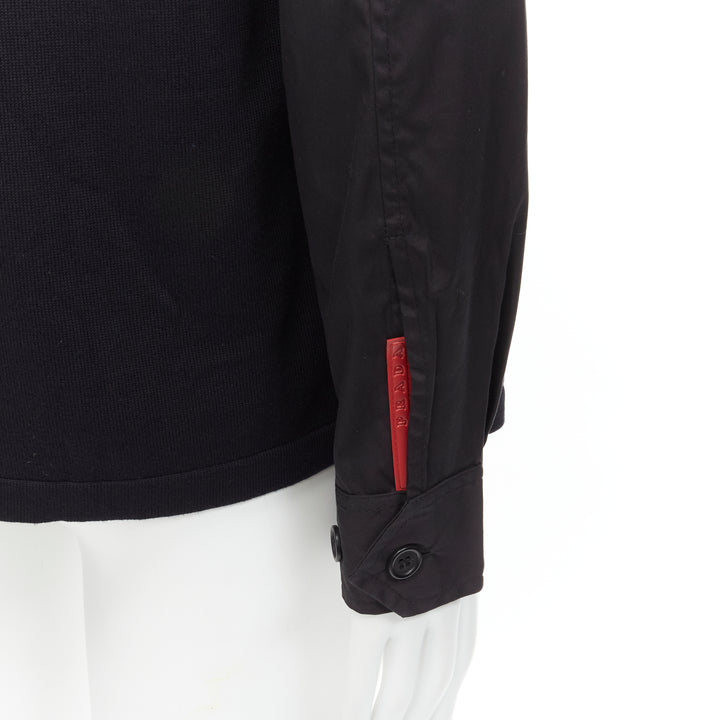 PRADA LINEA ROSSA black cotton utility pocket zip up  jacket IT50 L