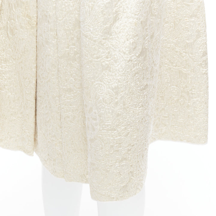 DOLCE GABBANA crystal rhinestone waistband beige brocade cocktail skirt IT40 S