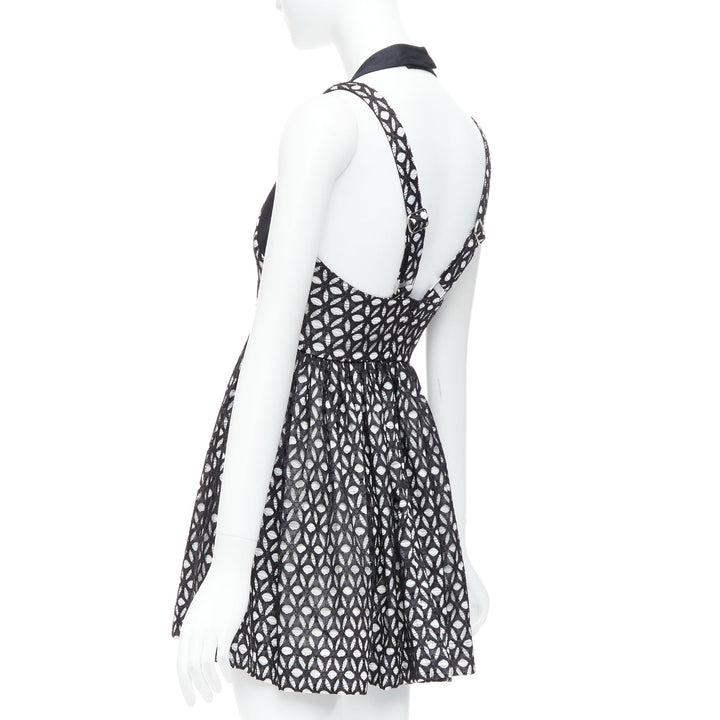 ALICE MCCALL Dust to Glory black eyelet overlay halter mini dress UK8 S