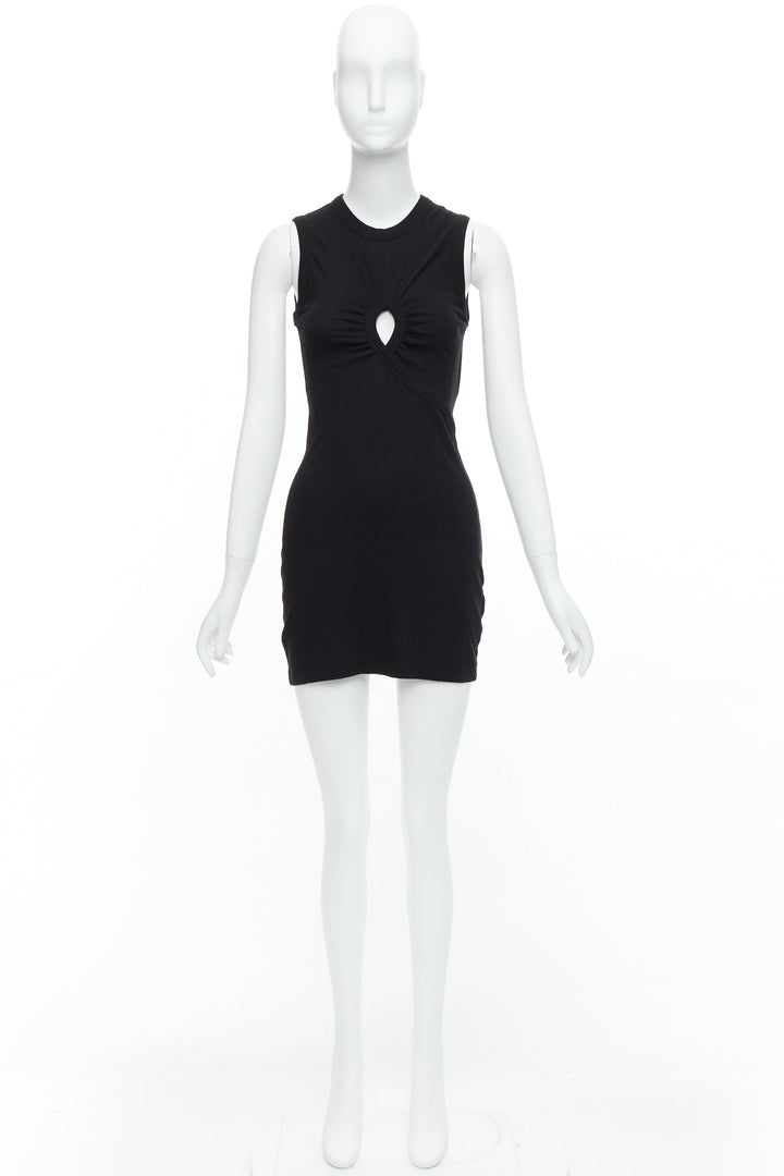 T ALEXANDER WANG black cotton chest cutout twist draped mini dress XS