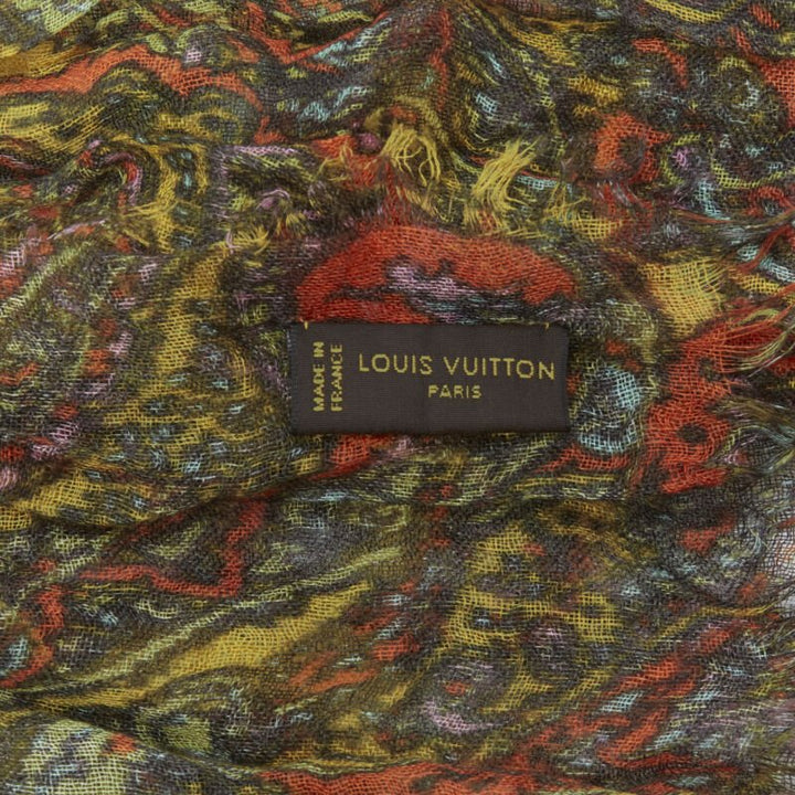 LOUIS VUITTON 2009 70% cashmere 30% silk yellow paisley scarf