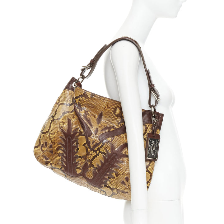 RALPH LAUREN Purple Label Proprietor scaled leather Western Flame hobo bag