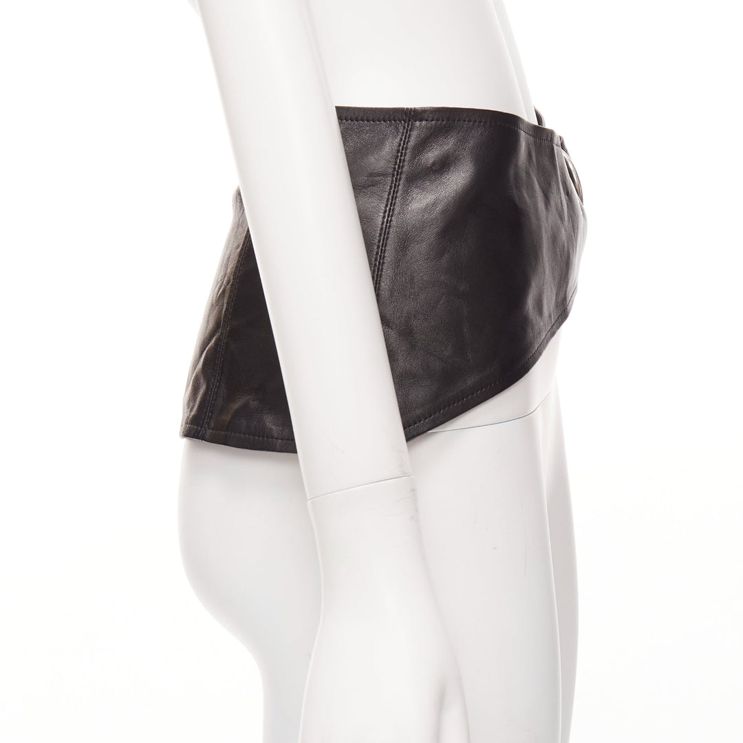 ISABEL MARANT Mosa black calf leather silver metal ring cotton lined belt 70cm