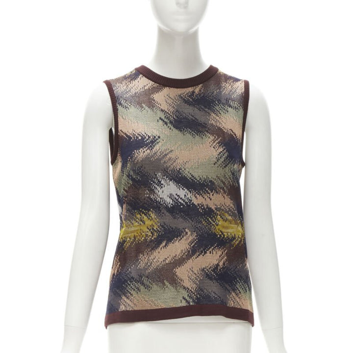 MISSONI burgundy crochet intarsia knit grandma vest IT44 M