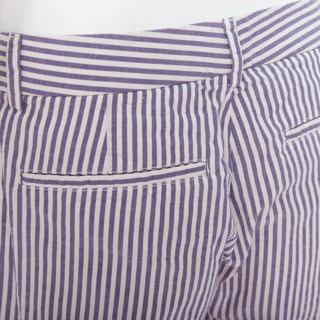 MAISON MARTIN MARGIELA white blue cotton stripe button fly wide pants IT46 S