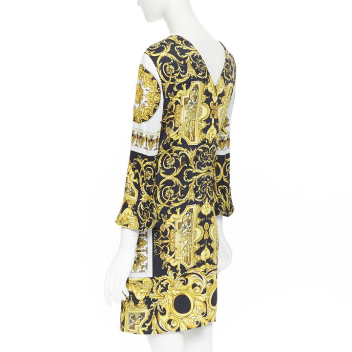 VERSACE Signature Baroque Cherub Medusa printed viscose shift dress IT38 XS