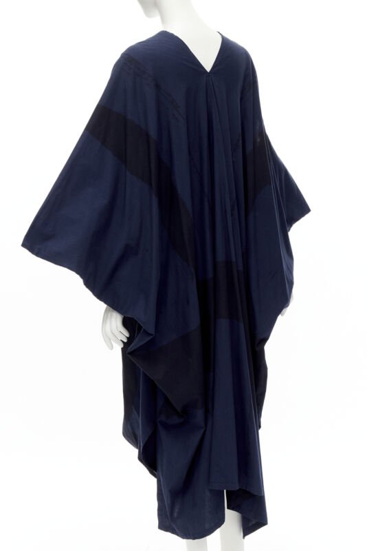 rare COMME DES GARCONS Vintage 1980's blue brushstroke angular trapeze dress
