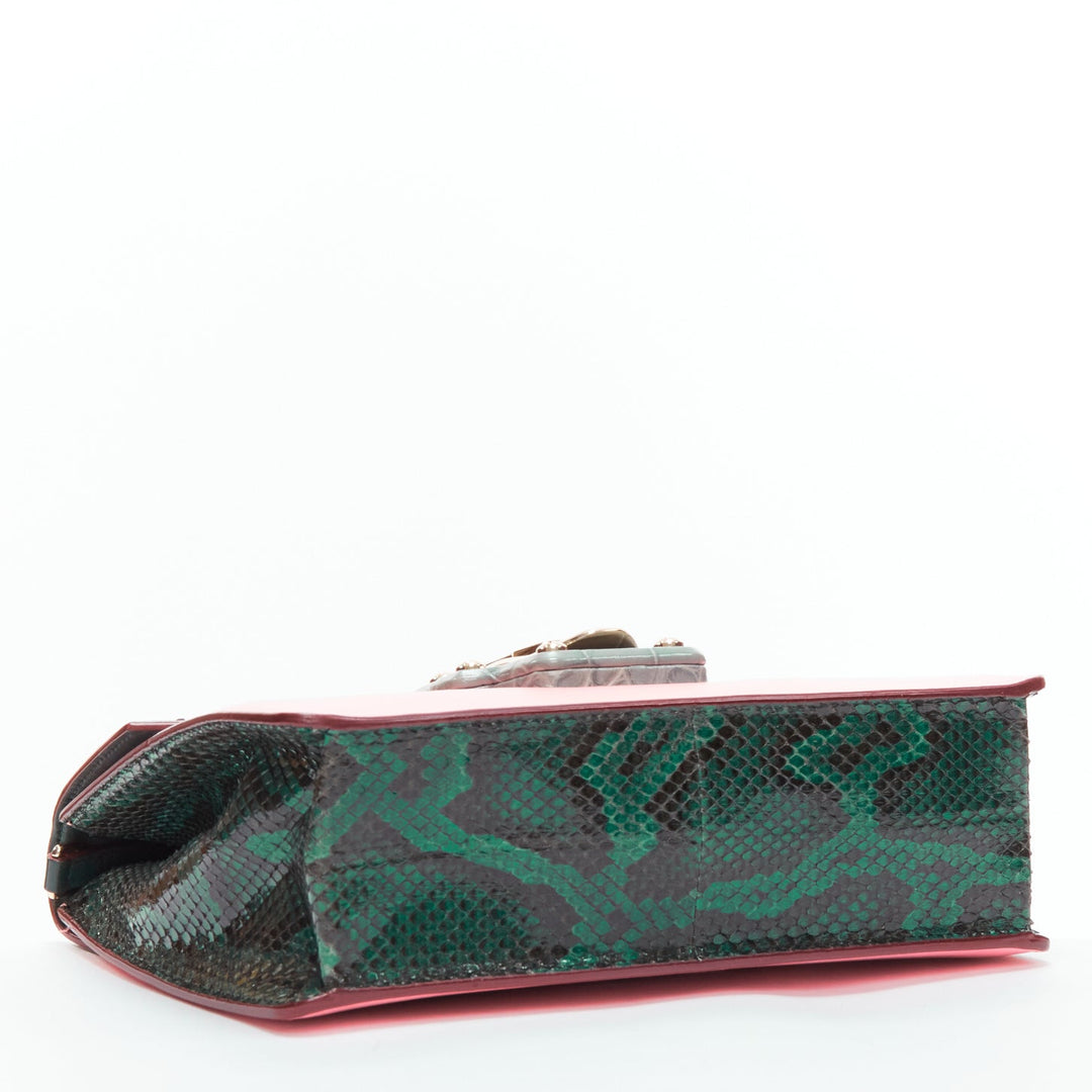 DOLCE GABBANA Lucia pink grey scaled leather flap clasp crossbody bag