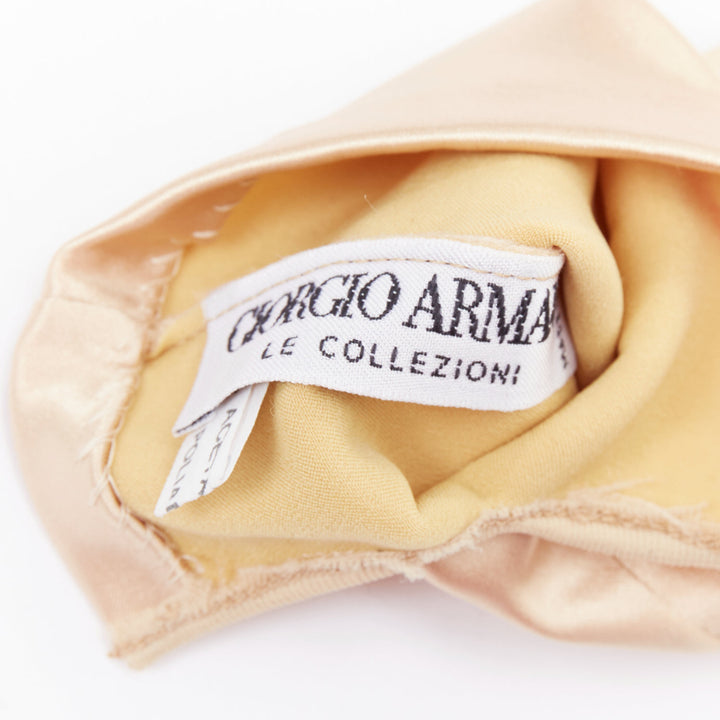 GIORGIO ARMANI champagne gold satin short evening gloves