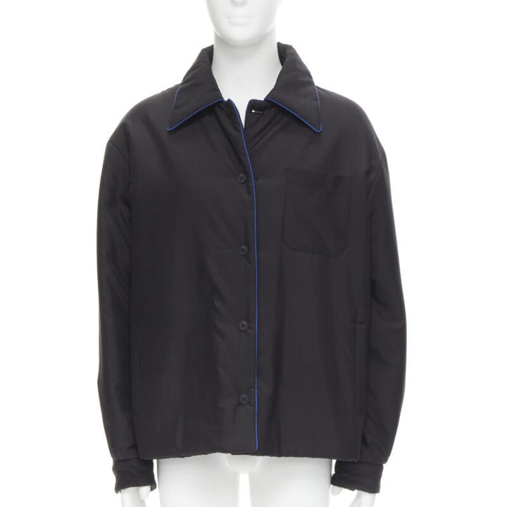 FENDI 2021 Reversible 100% silk black white logo padded jacket IT48 M