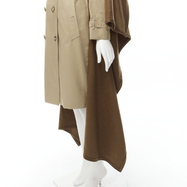 Runway BURBERRY Tisci cashmere logo blanket beige cotton trench coat UK4 S