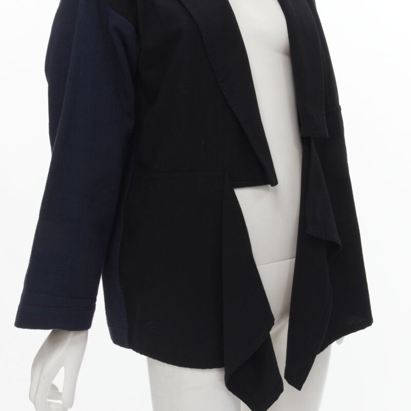 COMME DES GARCONS 1980's Vintage deconstructed black navy drape front blazer M