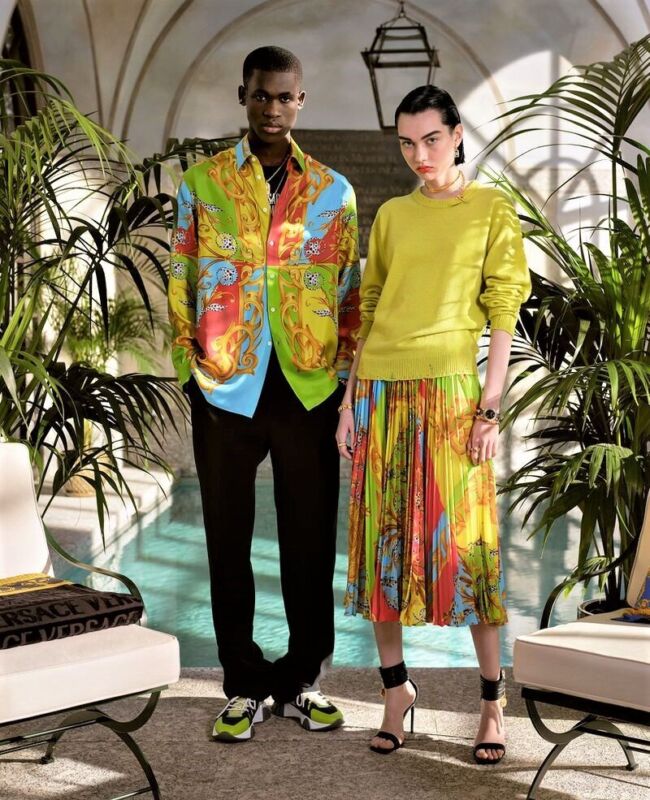 VERSACE 2020 Barocco Acanthus Pop Print Limited silk shirt EU38 XS