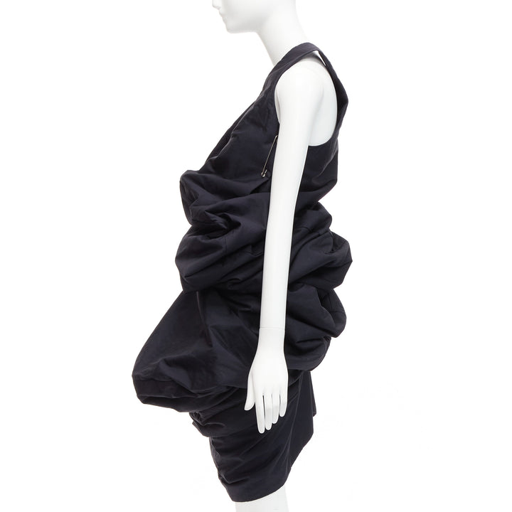runway COMME DES GARCONS 1997 Lumps Bumps black circle cut asymmetric dress S