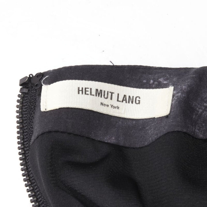 HELMUT LANG abstract grey gold paint stroke print mini dress S