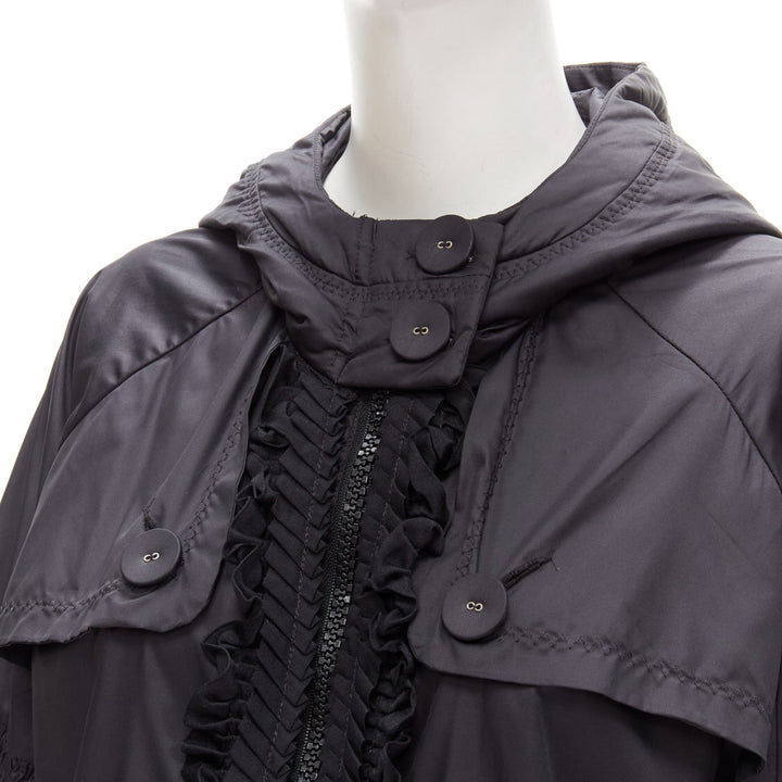 STELLA MCCARTNEY ADIDAS pleated ruffle light nylon windbreaker anorak jacket S