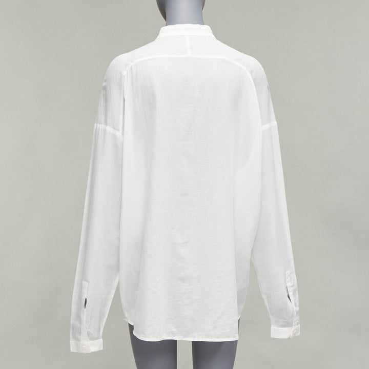 HAIDER ACKERMANN white 100% cotton bishop collar oversized flowy shirt FR34 XS