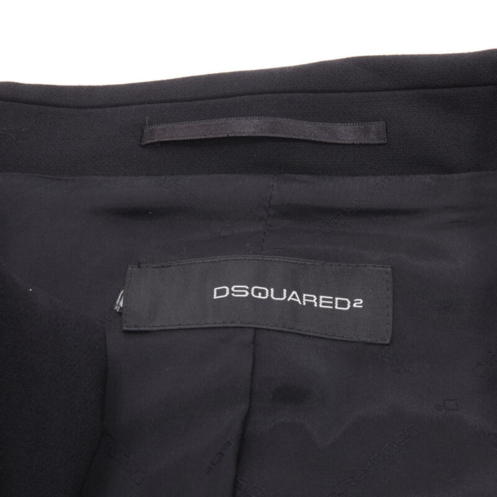 DSQUARED2 silver punk Barbell Piercing zipper black cropped blazer S