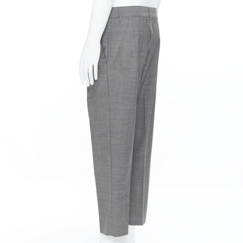 MERCIBEAUCOUP grey wool reversed back to front dropped crotch trousers JP3 L