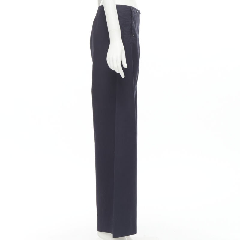 JEAN PAUL GAULTIER Vintage navy silver button wide leg nautical pants IT42 M