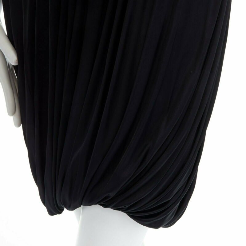 Runway VERSACE black draped viscose harness neckline cocktail dress IT40 S