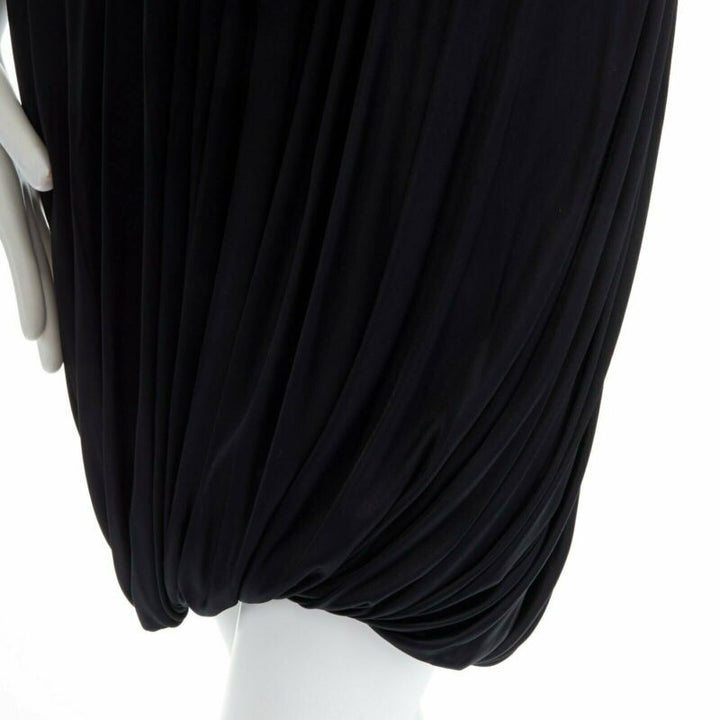 Runway VERSACE black draped viscose harness neckline cocktail dress IT40 S
