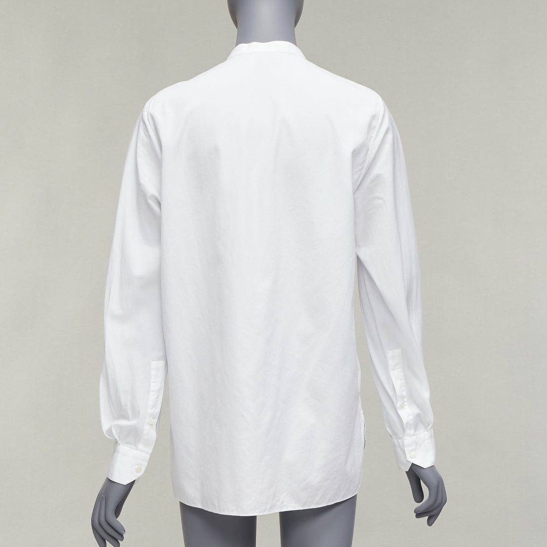 LANVIN white 100% cotton bow tie  collar plain dress shirt EU37 XS