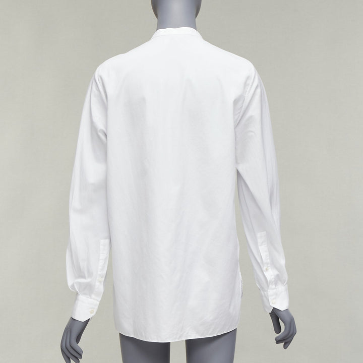 LANVIN white 100% cotton bow tie  collar plain dress shirt EU37 XS