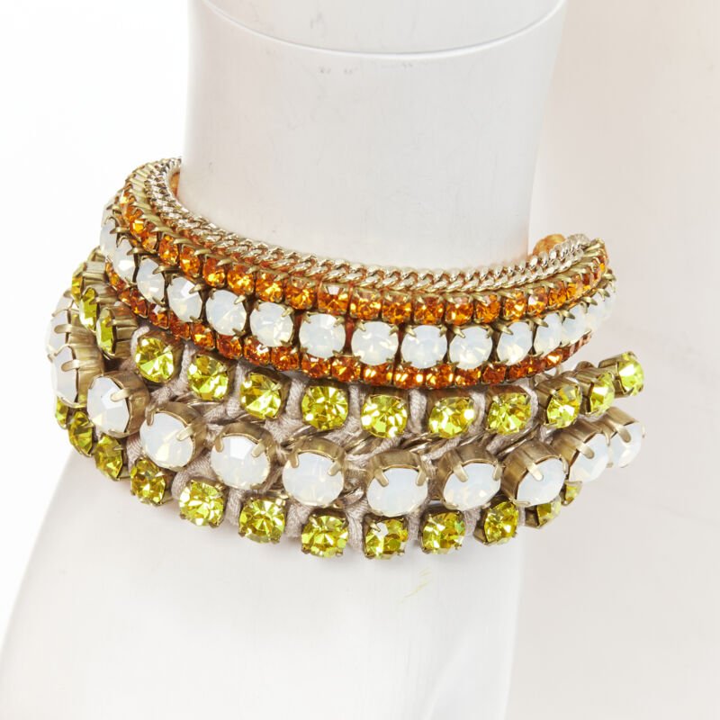 RADA Lot of 2 yellow orange rhinestone crystal jewel pearl charm bracelet