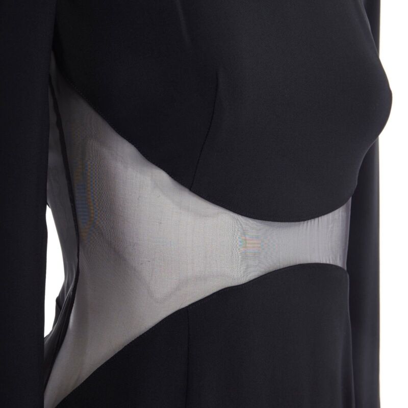 STELLA MCCARTNEY black sheer waist illusion cocktail dress FR36 S