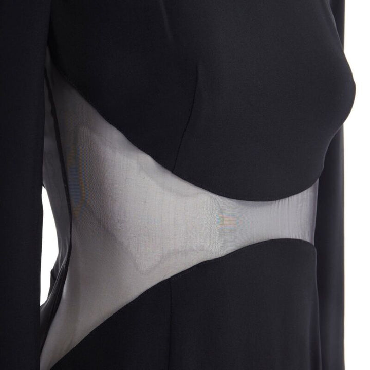 STELLA MCCARTNEY black sheer waist illusion cocktail dress FR36 S