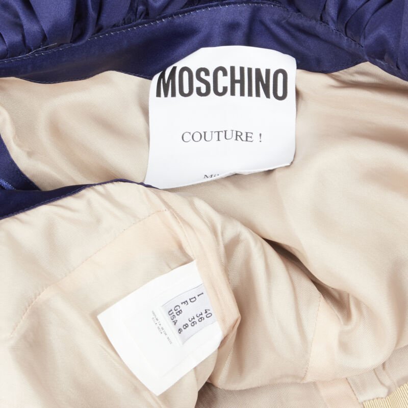 rare Runway MOSCHINO Couture! 2014 Junk Food Potato Chip one shoulder gown IT40